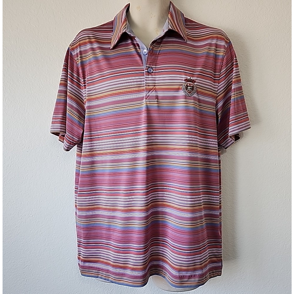 Cutter & Buck Mens M DryTec Polo‎ Shirt Oaks Golf Club FL Multicolor Striped